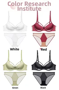 Lingerie set collection in white, red, green and black colors with satin finish