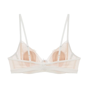 French style thin mesh lace bra with rabbit ear cups and breathable embroidery in ivory white