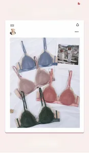 Détails à plat de soutiens-gorge en dentelle française cils en quatre couleurs élégantes