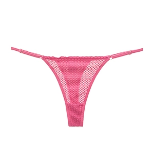 String sexy en dentelle rose rouge pour femmes avec lanières de taille élastiques réglables