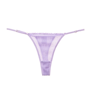 String en maille lavande avec boucles dorées réglables et taille basse respirante
