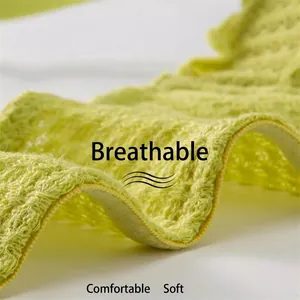 French style light green lace bra set with breathable cutout texture and yellow trim