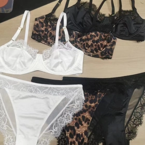 Sexy French Ultra-Thin Lace Lingerie Leopard Print Underwire Bra And Panty Women Underwear For Daily Date