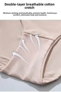 Détail de l'entrejambe en coton respirant et doux double couche sur une culotte femme