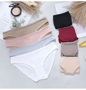 Vue à plat de culottes sans couture à taille basse en huit couleurs pour femmes