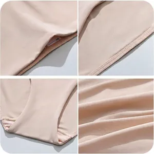 Culotte beige sans couture pour femme avec tissu respirant et finitions de couture précises