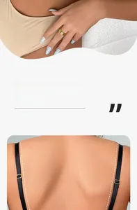 Detailed macro view of seamless gathered bras with adjustable gold metal buckles on straps