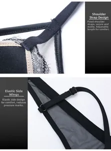 Détail des bretelles réglables et dentelle respirante sur soutien-gorge noir