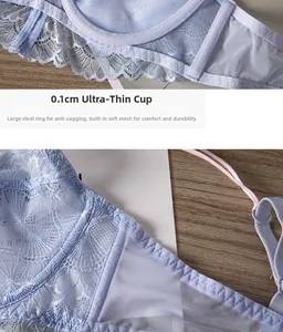 Detail of thin 0.1cm floral lace cup with large steel ring support for stabilizing