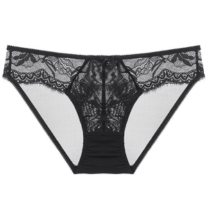 Sexy schwarze Spitzenunterwäsche mit Schleifendetail und Wimpernspitze Design