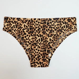Detailed close-up of leopard print seamless panties with breathable cotton crotch area