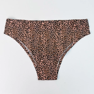 Detail shot of leopard print seamless panties with smooth stitching and soft cotton crotch