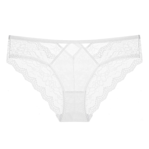 Mutandine sexy in pizzo bianco stile francese per donna con rete traspirante fiori