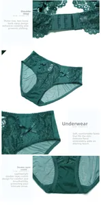 Détails du soutien-gorge en dentelle vert foncé avec agrafage à trois rangées