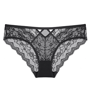 Mutandine da Donna in Pizzo Sexy Stile Francese Vita Bassa Traforato Cinturini Incrociati Traspirante Floreale Lingerie