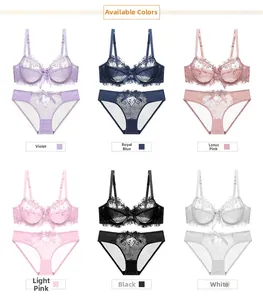 Vue détaillée de 6 ensembles de lingerie en dentelle fine avec broderies florales