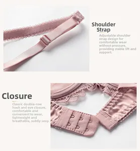 Détails des bretelles en dentelle réglables et fermeture dorsale du soutien-gorge