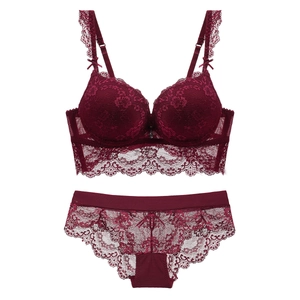 Sexy Blumen Spitze Push Up BH Und Slip Für Damen Bestickt Transparente Mesh Dessous Mit Bügel Elegante Unterwäsche