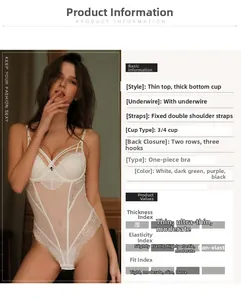 Détail du body en dentelle avec bonnets 3/4 à armatures et fermeture réglable au dos