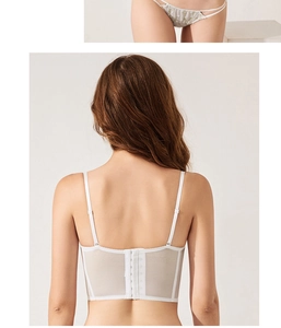 Vue arrière détaillée du soutien-gorge en dentelle blanche avec agrafage multi-rangs