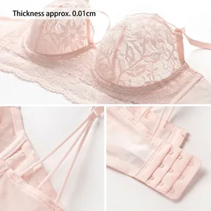 French lace embroidery lingerie set with ultra-thin 0.01cm cups and strappy back design