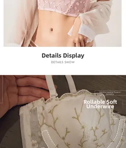 Détail d'armature souple en dentelle française de luxe avec broderie florale délicate
