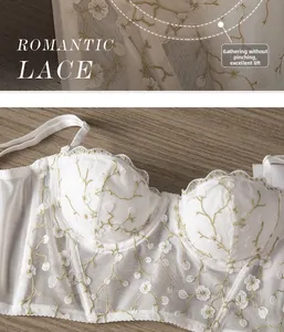 Broderie détaillée sur bustier en dentelle blanche avec armatures pour un effet lift