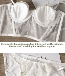 Détails de soutien-gorge en dentelle blanche avec coussinets de 0,5 cm et armatures