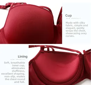 Macro detail of dark red bra cups featuring breathable perforated inner lining texture