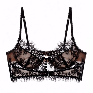Soutien-Gorge en Dentelle Cils Ultra-Mince Sexy Style Français pour Femmes Floral Respirant Bralette Dos Nu Lingerie