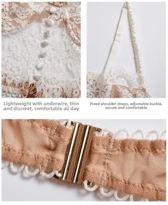Détails de soutien-gorge en dentelle française avec boucle avant et boucles dorées