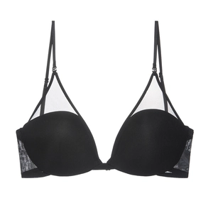 Soutien-gorge noir style français avec mesh respirant et bretelles réglables confort