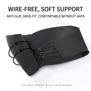 Seamless strapless black bralette with front drawstring and soft flexible material
