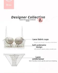 Dettaglio del set lingerie in pizzo bianco con ferretto morbido e ricami floreali