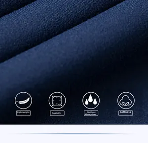 Detalle macro de tela azul oscuro de alta elasticidad y transpirable para yoga pant