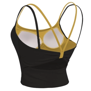 Shockproof colorblock yoga sports bra with cross back straps and removable padding
