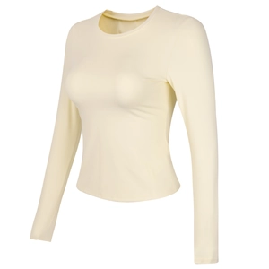 Top da Yoga Aderente da Donna a Manica Lunga Traspirante Maglietta Sportiva per Corsa Pilates Allenamento Tinta Unita