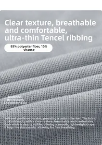 Breathable rib-knit fabric detail with 85% polyester and 15% viscose fiber texture