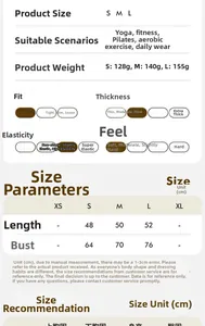 Detailed size chart for slim fit long sleeve sports top showing S, M, L dimensions