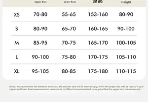 Detailed size guide table for slim fit long sleeve pilates and running sports top