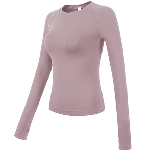 Women Long Sleeve Slim Fit Sport T-Shirt Breathable Yoga Gym Top With Thumb Holes Nylon Spandex Running Workout Top