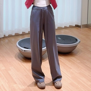 Women High Waist Wide Leg Sports Pants Drawstring Yoga Fitness Pilates Running Trousers Loose Breathable Activewear Bottoms