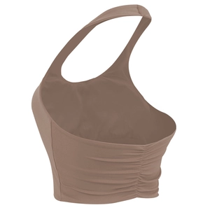 Soutien-gorge de Sport Dos Nu pour Femmes Brun Taupe Antichoc Pilates Yoga Top Avec Coussinets Haute Élasticité Tricoté Tenue de Sport