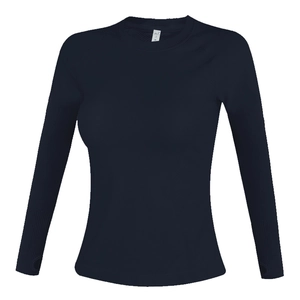 Slim fit long sleeve black quick-dry yoga top with crew neck and functional thumbholes