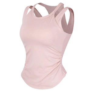 Soutien-Gorge de Sport Sans Couture pour Femmes Débardeur de Yoga Froncé Rembourré Dos Nageur Top d'Entraînement en Nylon Spandex