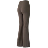 Pantalones de Yoga de Micro Campana de Cintura Alta para Mujer Nylon Spandex Sensación Desnuda Control de Abdomen Levantamiento de Cadera Leggings Deportivos Bootcut para Fitness Running
