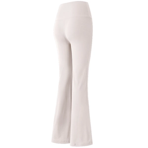 Pantalones de yoga acampanados de cintura alta en blanco roto con efecto moldeador