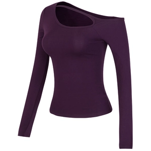 Women's Slim Fit Yoga Long Sleeve Top with Chest Pad Hollow Out Ribbed Knitted Running Training Sportswear Activewear Top