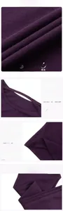Detail of purple ribbed knit yoga top featuring stylish cutout neckline and fine stitching