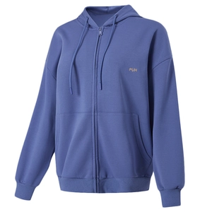 Sweat à Capuche Zippé Décontracté pour Femmes Veste de Sport Manches Longues Mélange de Coton Top de Yoga